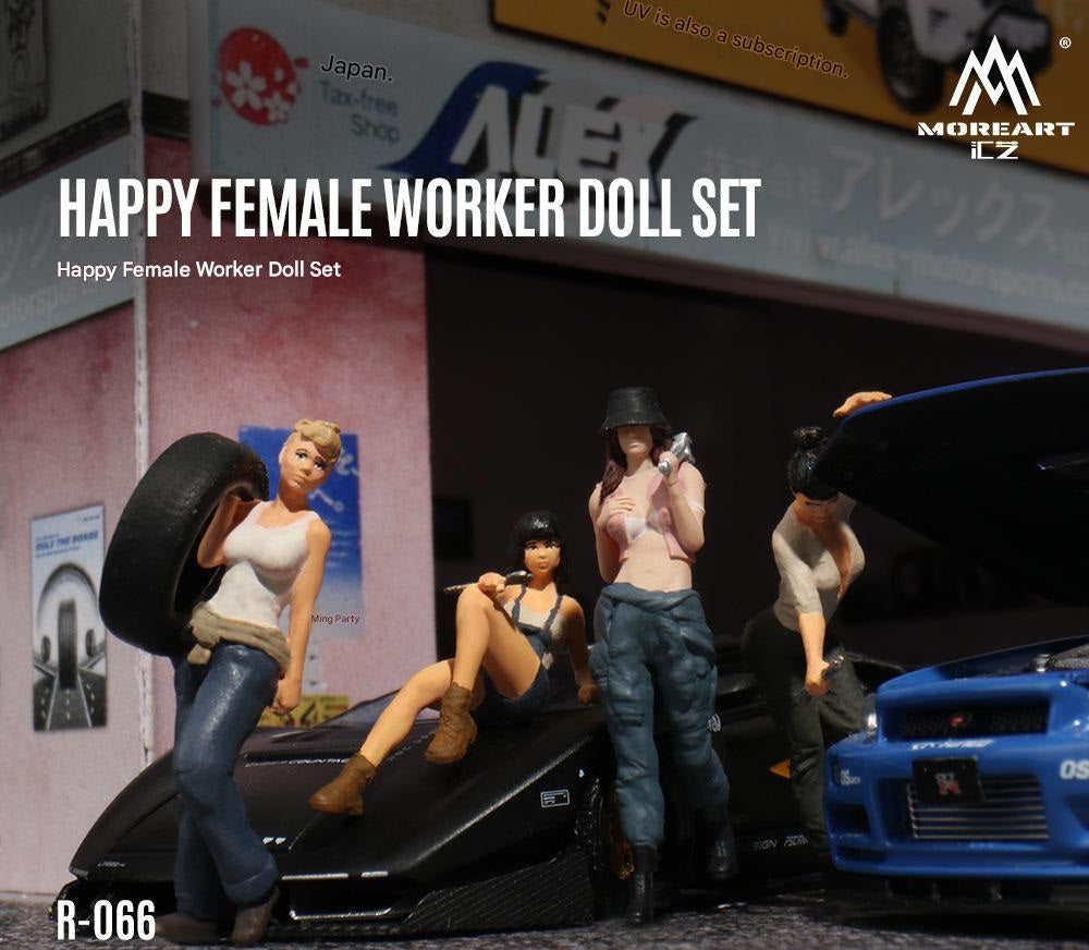 1:64 Happy Female Worker Doll Set