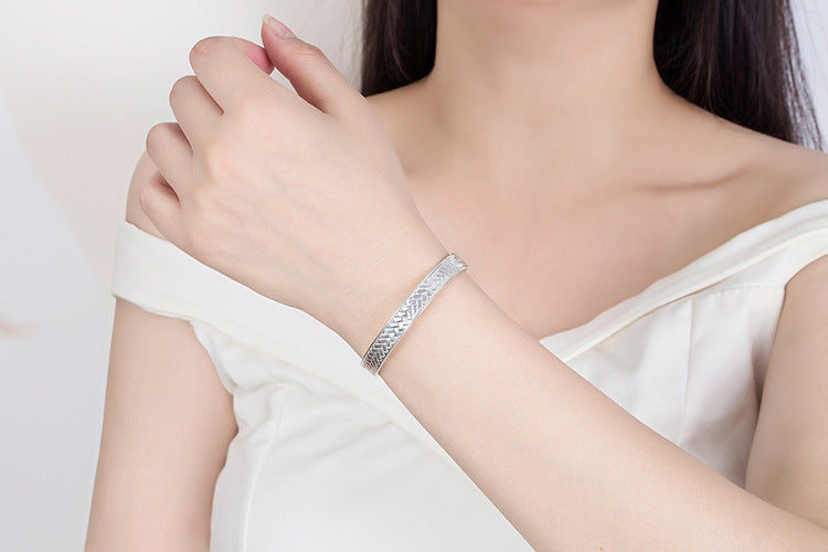 Vintage Woven Heart Sutra Open Bracelet