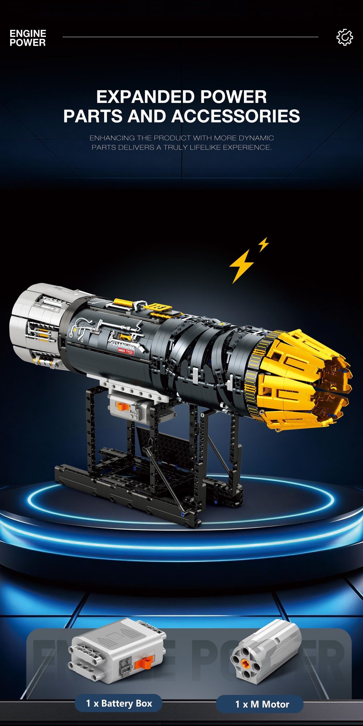 33014 F35B Mechanical Engine Assembly Building Block Model Kit
