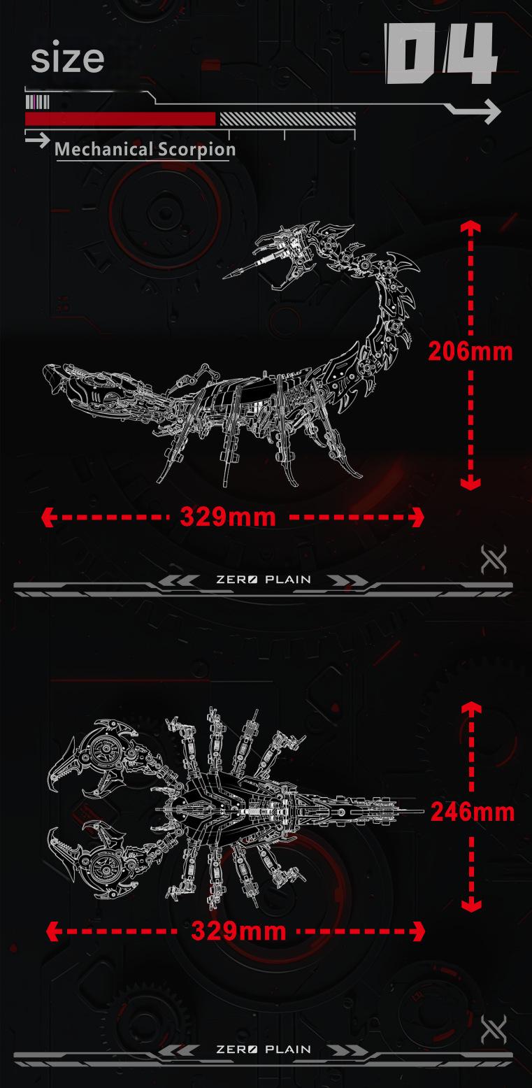Dragon Zero Metal Mechanical Scorpion 3D Assembly Puzzle Model Kit