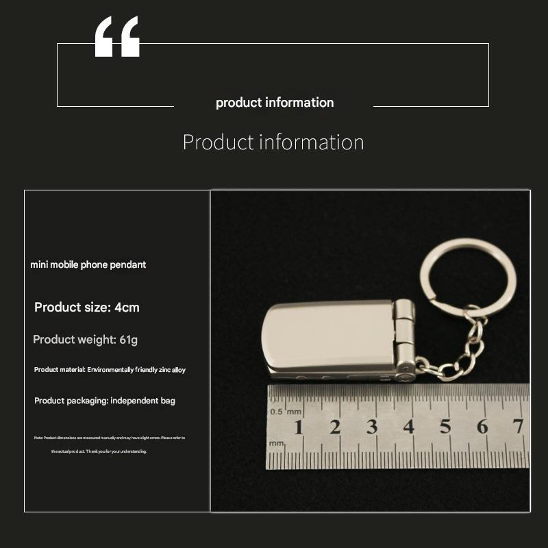Mini Mobile Phone Flip-Top Rotating Keychain