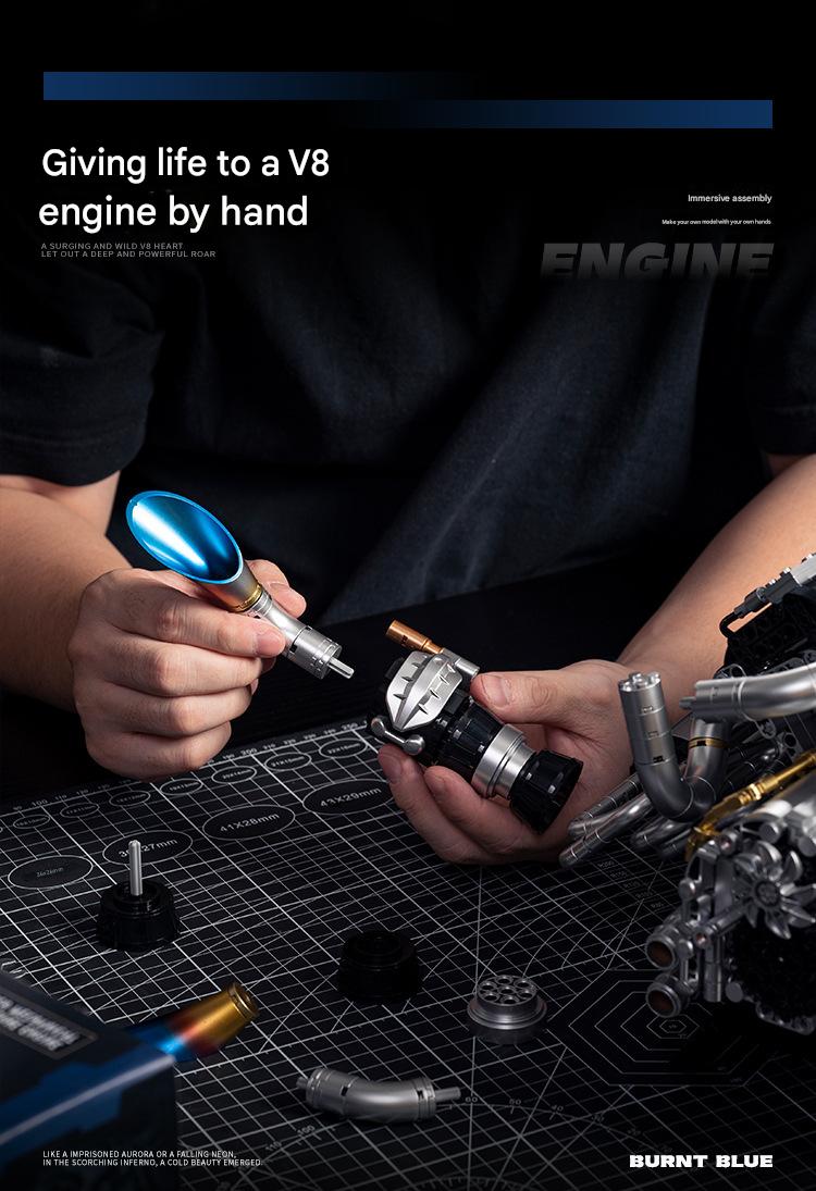 Y15002 V8  Car Engine Building Blocks Set