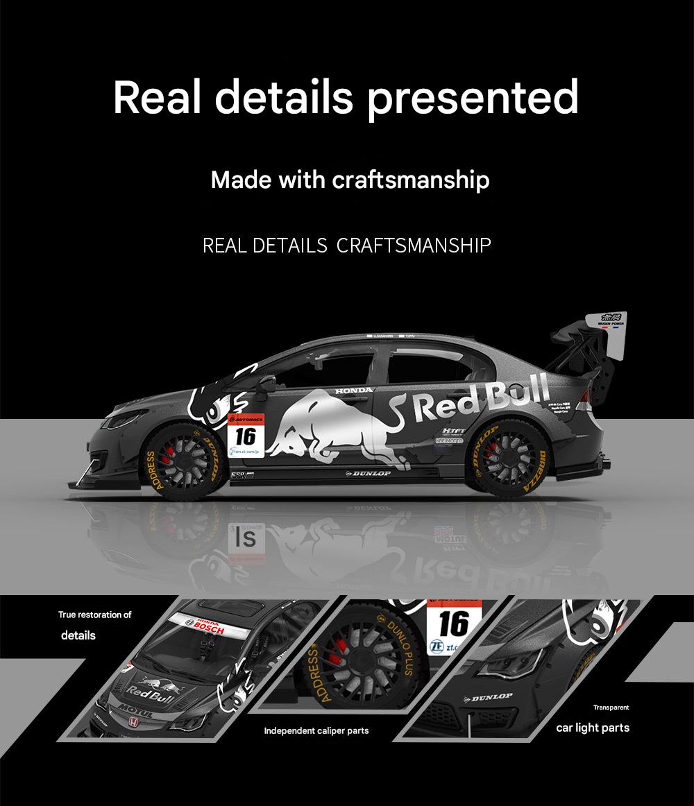 1:64 Honda Civic Red Bull Alloy Car Model With Doll