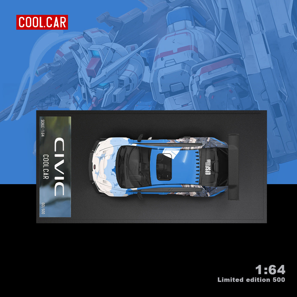 1:64 Honda Civic Explosive Mecha Alloy Car Model With Doll