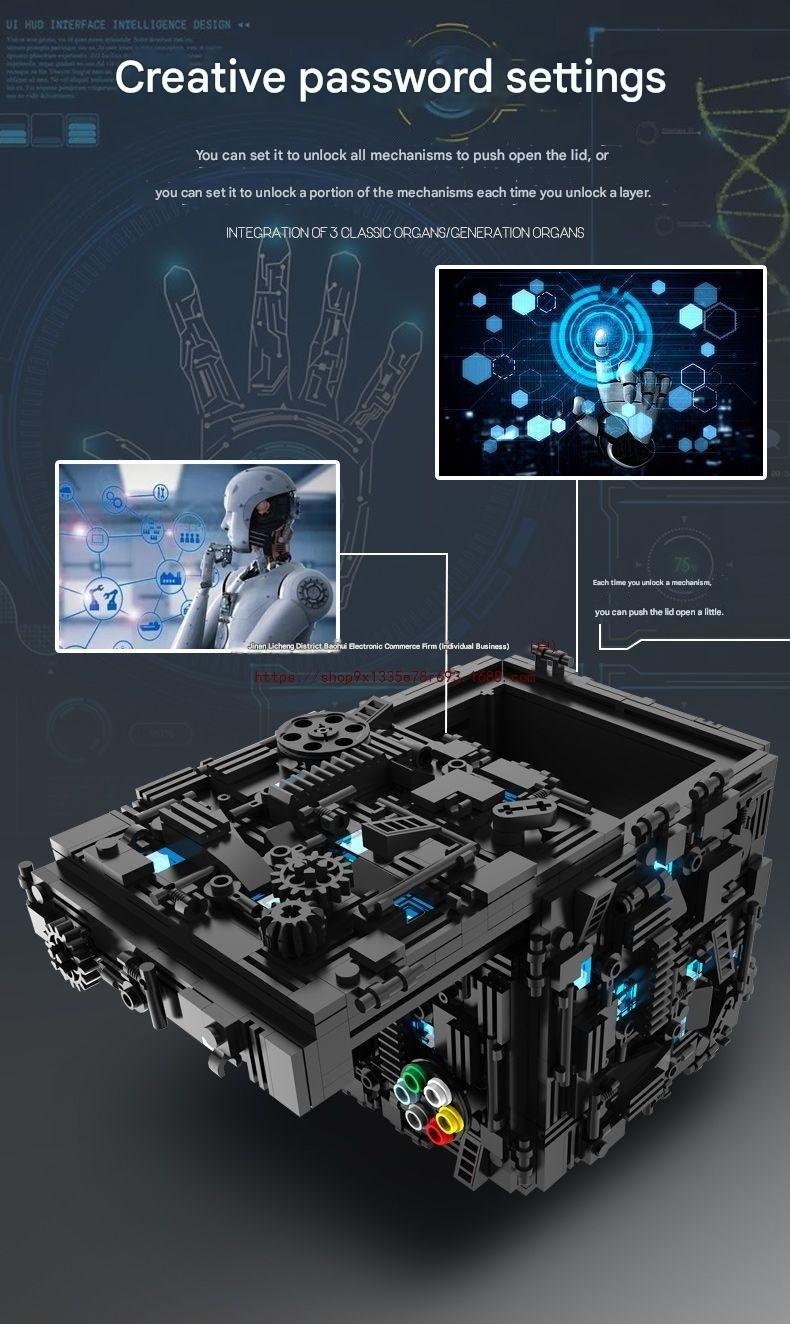 Mystery Black Box Mechanical Puzzle Building Blocks Model with Display Stand