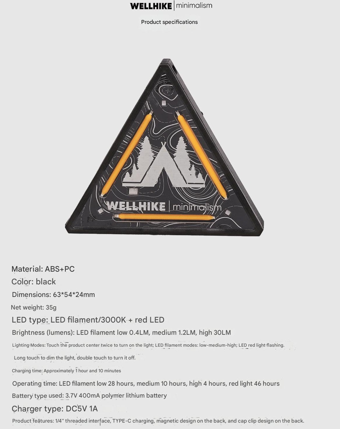Multifunctional Triangle Camping Hanging Light