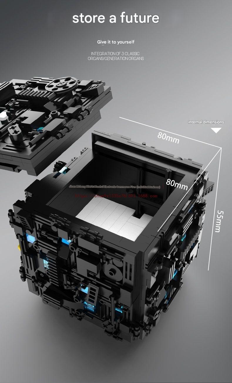 Mystery Black Box Mechanical Puzzle Building Blocks Model with Display Stand