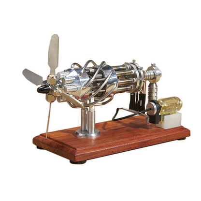 Miniature Jet Engine Model with Wooden Base